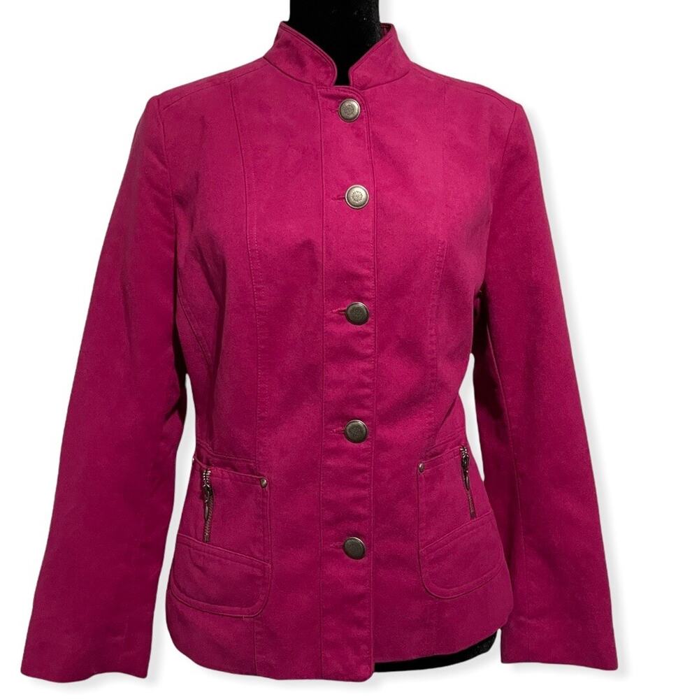 TanJay Button Front Blazer Jacket Womens 6 P Pink Business Casual Y2K Barbiecore